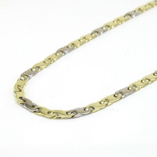 Kette Collier S- Panzer massiv 585/- 14k Weiß- Gelbgold ca. 47 cm, 5,2 mm -989