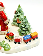 Rar Villeroy Boch Weihnachten Szene Kinder Santa Lokomotive Zug Kerzenleuchter