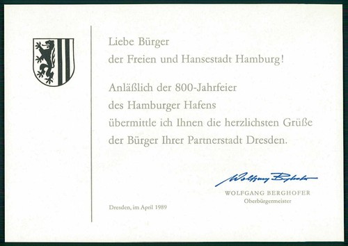 Ddr grusskarte 1989 dresden - ddr,