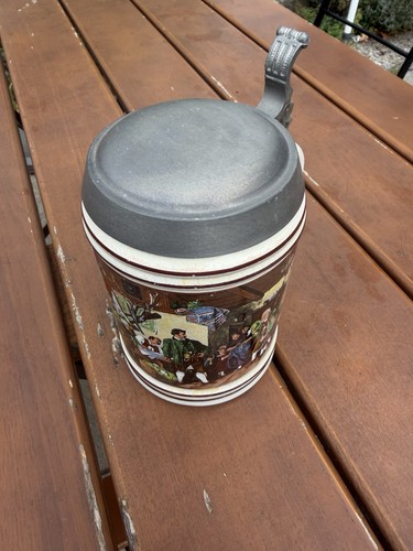 Bierkrug mit zinndeckel - bierkrug, franz