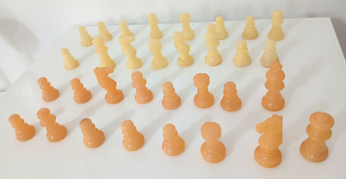 Alabaster schach komplettset - alabaster,