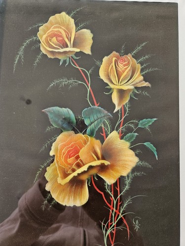 Rosenmotiv auf schwarzem - , satin