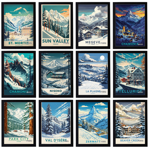 Vintage skigebiete reise - vintage,