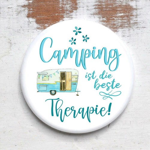 Button mit spruch - camping, ist