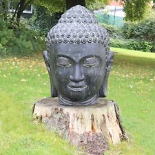 Buddha Kopf Figur Gartenfigur Steinfigur Lavastein Skulptur Garten Schwarz 55 cm