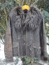 Winterjacke Leder Fuchsfell Kragen- Kaninchen Innenfutter Gr.38 Braun