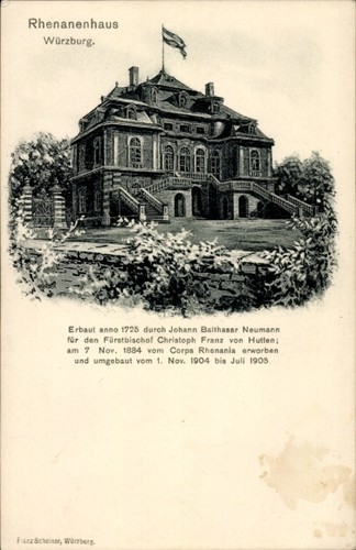 Studentika würzburg corps - ak, würzburg,