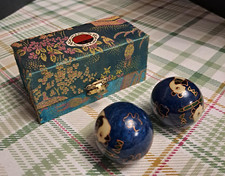 Qi Gong Klangkugeln - Farbe Grün Blau mit Panda Motive -Hergestellt in China