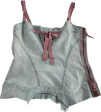 Wunderschönes glamouröses Bustier jeansblau und altrosa Marithé und François Girbaud