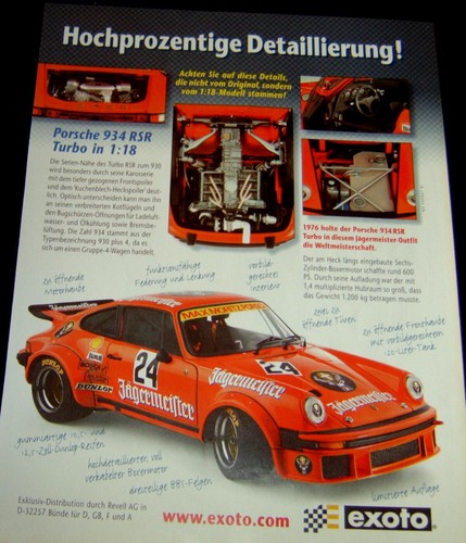 Exoto werbeseite porsche 934 - exoto,