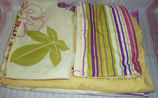 Bettwäsche 6-tlg Kopfkissen Bettdecke Laken Wendebettwäsche gelb grün Microfaser