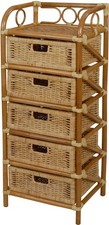 Rattan-Kommode Badregal  5 Schubfächer Rattan Regal Standregal 5 Schübe (Honig)