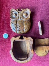 Eule, Figur , Nussholz; Dose