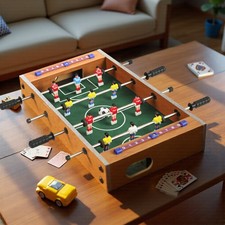 Tischkicker klein Tischfußball Kicker-Tisch Mini-Fußballtisch robust Holzoptik