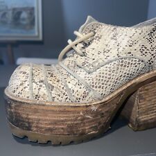 BUFFALO Gr. 37  Vintage Plateau Leder Boots Stiefeletten Schuhe Beige