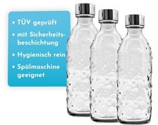 3x Glasflasche 0,7l Drehverschluss für Wassersprudler (SodaStream*,Aarke*,uvm.) 