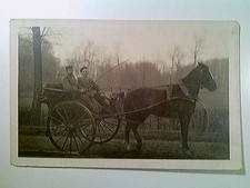 2 Soldaten, Kutsche, Einspänner, Foto-AK, Marine-Feldpost 1915