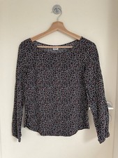 TAIFUN Damen Tunika Bluse 34 Blau Rot Weiß Gepunktet Viskose Langarm