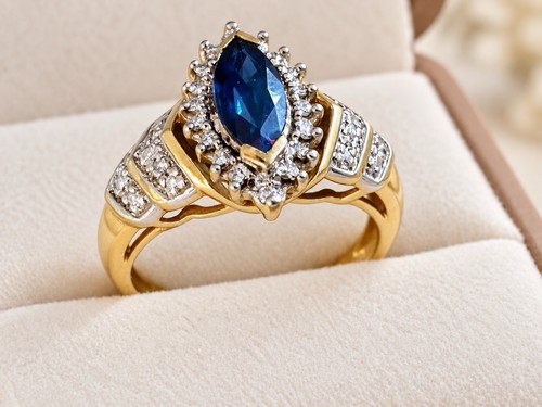 Ring gelbgold mit - mit, blauem