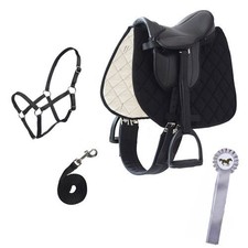 Holzpferde Sattel mit Halfter Set und Siegerschleife für Holzpferd bis 145cm