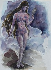 Original Tusche Aquarell