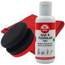 Rotweiss Acryl- & Plexiglas Politur 150ml + Handpolierschwamm + Microfasertuch