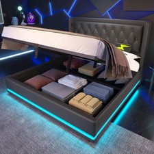 90/140/160/180x200cm Polsterbett LED Doppelbett Kinderbett, Kopfteil, Lattenrost