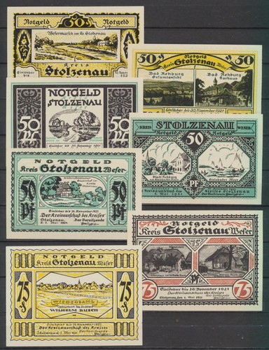 Stolzenau kreis 7x notgeld - stolzenau,