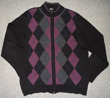 Herren Strickjacke Schwarz/Lila Rautenmuster Gr. 56 XXL Infinity