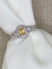 Damen Ring Verlobungsring - 0,83 Ct., 18 kt Weißgold, Saphir, Diamanten, Gr. 54