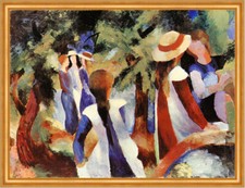 Mädchen unter Bäumen August Macke Sonne gesellig Plauderei Licht LW H A2 0056