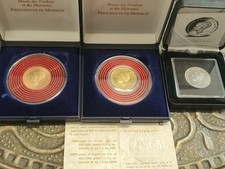 Monaco 3 x 10 Francs 1982 Prinzessin Gracia Patricia Probe Gold,Silber,BronzeSet