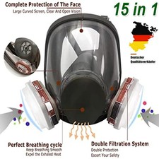 6800 Staubmaske Gasmaske Lackiermaske Atemschutz Vollmasken mit 2 Filter 15 In 1