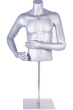 Schaufensterpuppe Torso männlich aus Polyester in silbergrau neu