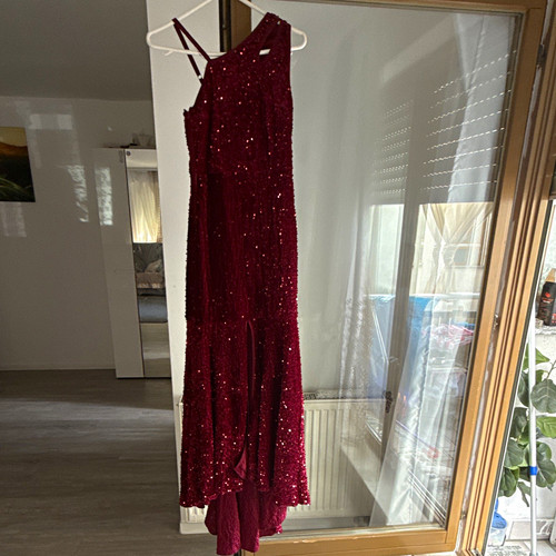 Damen abendkleid lang weinrot - lang,