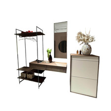 Anrei Garderobe Lina Asteiche Gebürstet Tabak Geölt Gestell Metall Schwarz 