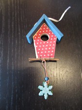 *TOP* Deko Vogelhaus mit Schneekristallen bunt zum Hinhängen