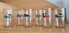 6 DDR Oldtimer Motiv Gläser mit Goldrand Kult Saft Wasser Mehrzweck Glas Sammlun
