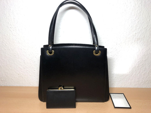 Vintage leder handtasche mit - leder,