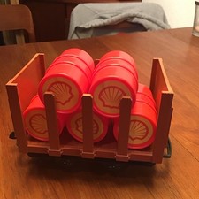 Lehmann LGB Spur G 4045 Rungenwagen mit 5 Shell Fässern ohne OVP