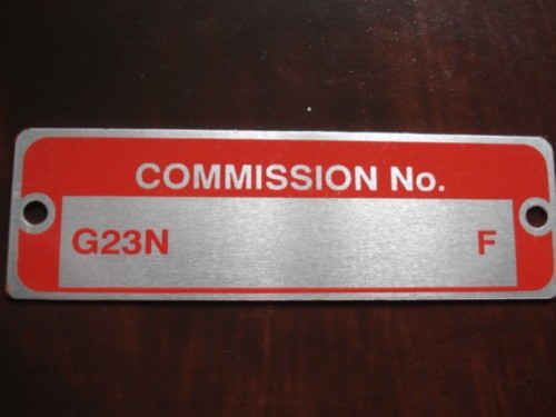 Typenschild plakete g23n - mg, b