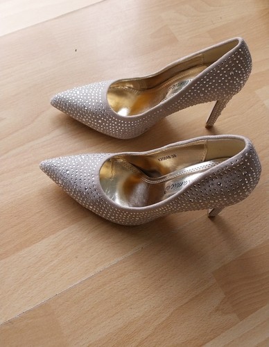 High heels glitzer beige - high,