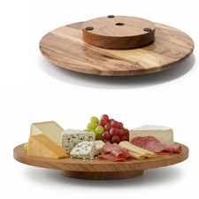 Premium Holz Servierplatte Drehteller 37cm Akazie drehbar Drehtablett Drehplatte
