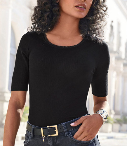 Lascana kurzarmshirt mit - lascana,