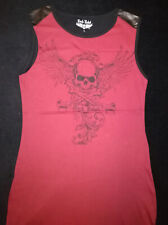 Tanktop / Long Shirt mit Totenkopf Front Motive schwarz / rot Gothic EMO Gr.  M
