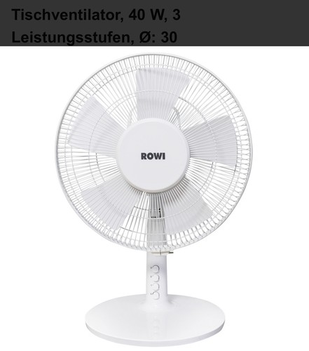 Rowi tischventilator 30cm 3 - tischventilator, 30cm,