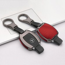 Aluminium, Leder Schlüssel Cover für Mercedes-Benz Schlüssel anthrazit/rot