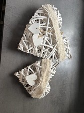 Deko Rattan Herzen 2 Stück, weiß