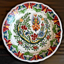 MAKKUM Keramik Wandteller Holland Fasanen und Blumen bunt diam 28 cm. Ca. 1990