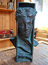 Bronze massiv Frauenkopf Skulptur Figur